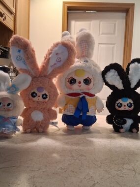 Pop Mart-Baby 3-Plush Bunny Lot Multi-Color Cute Kids Toy 400% Reg, And Small